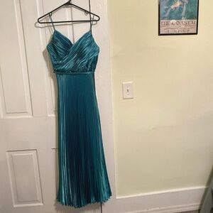 Betsy & Adam Teal Pleated Midi Dress